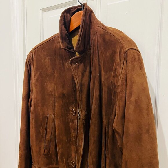Enrico Mandelli Heavy Suede Leather Jacket Coat Size XL Made In Italy Cashmere - Picture 12 of 16